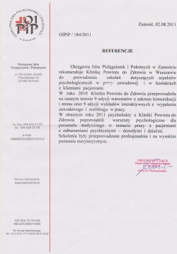 Referencje - Okręgowa Izba Pielegniarek i Położnych w Zamościu